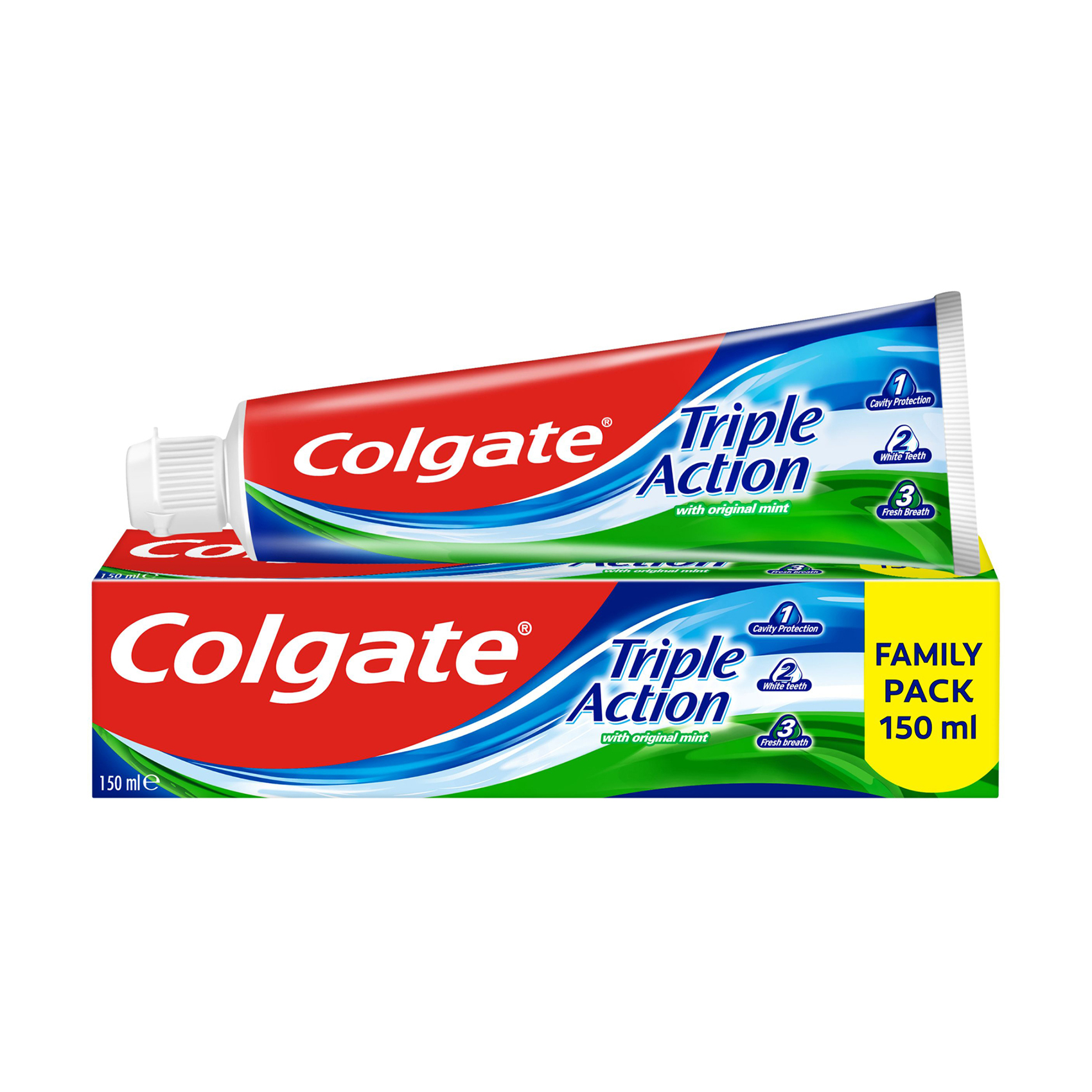 Зубна паста Colgate Потрійна дія натуральна м'ята, з фторидом та кальцієм, 150 мл